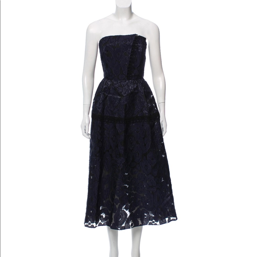 Roland Mouret strapless midi dress - blue lace M
